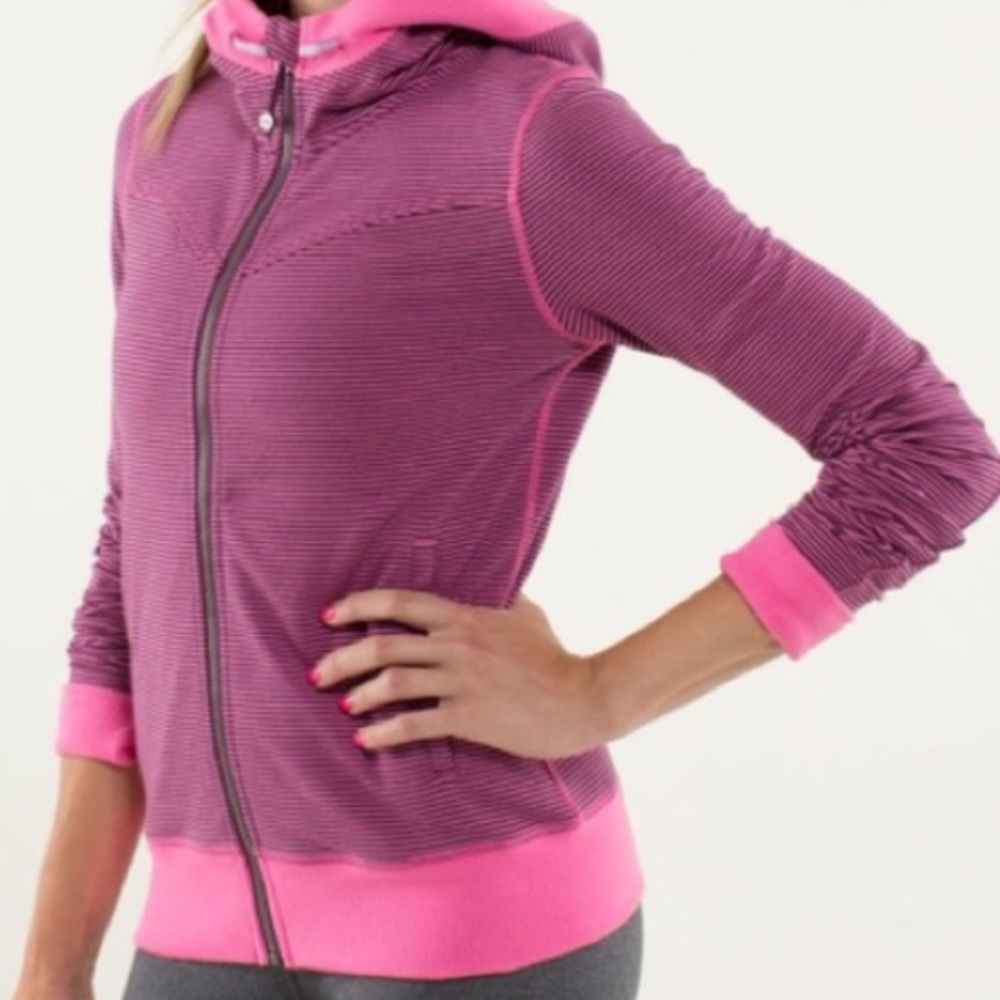 LULULEMON Bliss Break Stripe Plum Hoodie Jacket